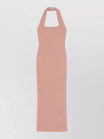 Solace London Ilona Halter Neck Open Back Maxi Dress In Pink