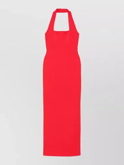 Solace London Ilona Halterneck Fitted Sleeveless Maxi Dress In Red