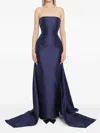 Solace London Imani Strapless Pleated Twill Gown In Purple