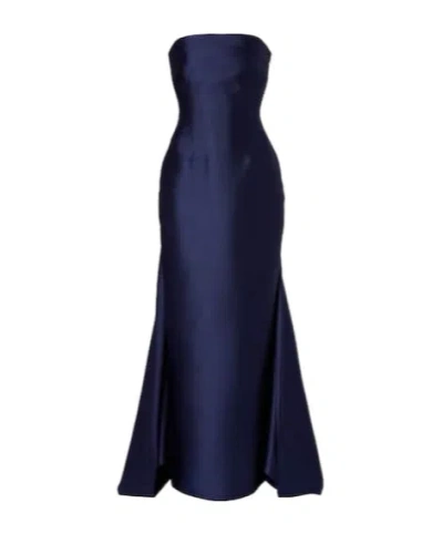 Solace London Imani Strapless Gown In Brown
