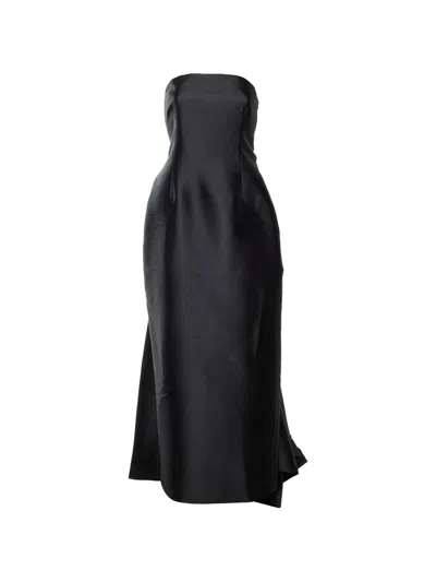 Pre-owned Solace London Imani Strapless Maxi Evening Dress In Black