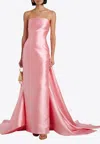 Solace London Imani Strapless Twill Gown In Pink