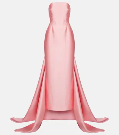 Solace London Imani Strapless Twill Gown In Pink