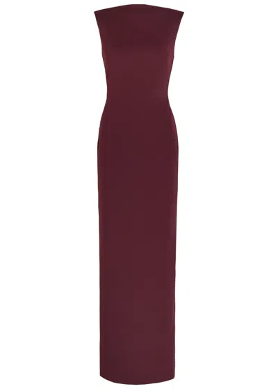 Solace London Imogen Open-back Crepe Maxi Dress In Burgundy