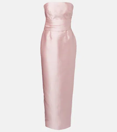 Solace London Ingrid Draped Satin Gown In Pink