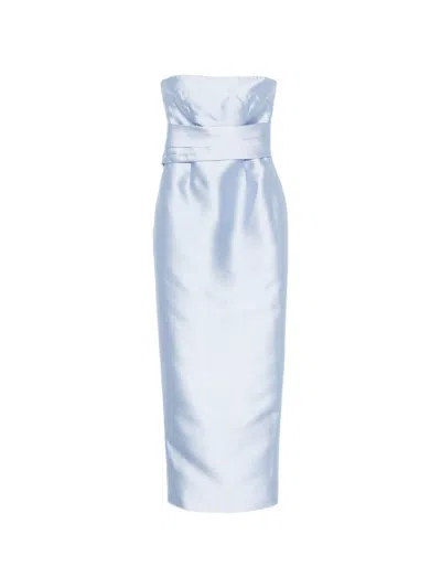Solace London Ingrid Long Dress In Blue