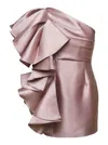 SOLACE LONDON PINK MINI DRESS WITH RUFFLES AT THE SIDE IN TECHNO FABRIC WOMAN