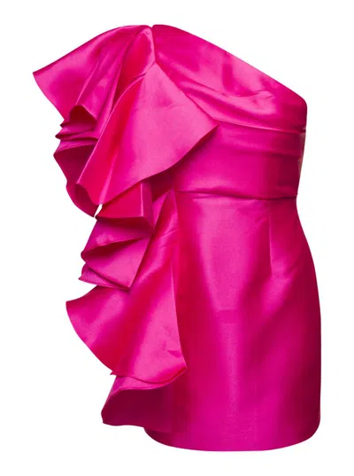 Solace London Io Mini Dress In Ultra Pink Twill In Fuxia