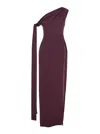 Solace London Irina Bordeaux One-shoulder Long Dress With Draped Neckline In Fabric Woman In Burgundy