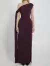Solace London Irina Bordeaux One-shoulder Long Dress With Draped Neckline In Fabric Woman In Purple