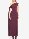 Solace London Irina Bordeaux One-shoulder Long Dress With Draped Neckline In Fabric Woman In Purple