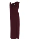Solace London Irina Bordeaux One-shoulder Long Dress With Draped Neckline In Fabric Woman In Burgundy