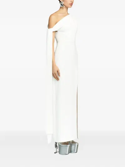 Solace London Irina One-shoulder Draped Maxi Dress In White
