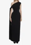 Solace London Irina Scarf-detail Crepe Gown In Black