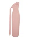 Solace London Irina Pink One-shoulder Long Dress With Draped Neckline In Fabric Woman In Pink