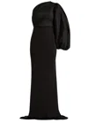 Solace London Ivy One-shoulder Taffeta And Crepe Gown In Black