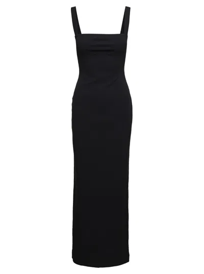 SOLACE LONDON JONI BLACK MAXI DRESS WITH SQUARE NECK AND OPEN BACK WOMAN SOLACE LONDON