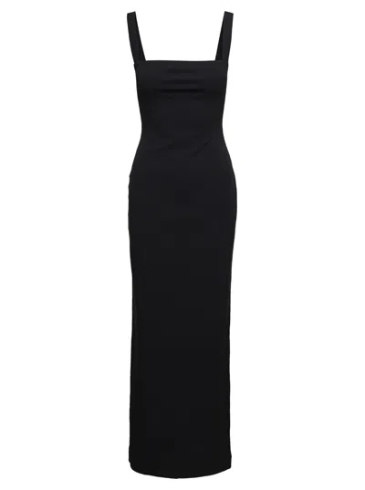 Solace London Joni Black Maxi Dress With Square Neck And Open Back Woman  In Nero