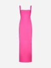 Solace London Joni Squared Neckline Crepe Long Dress In Pink