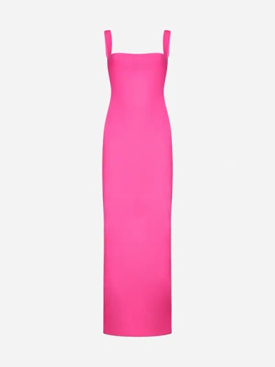 Solace London Joni Squared Neckline Crepe Long Dress In Pink
