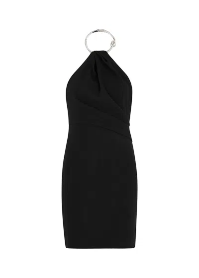 Solace London Kami Black Embellished Halterneck Mini Dress