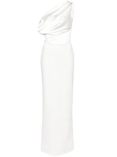 Solace London Kara Draped Bridal Dress In White