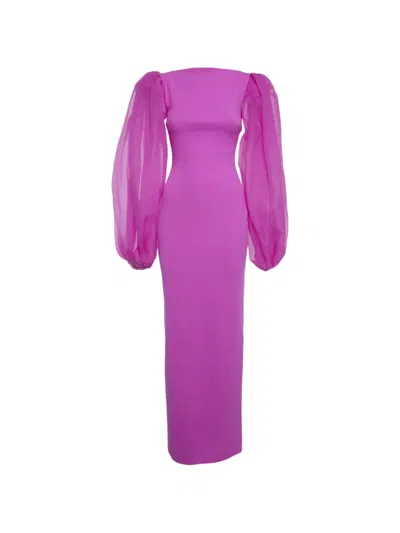Pre-owned Solace London Karla Organza-sleeve Maxi Dress In Purple