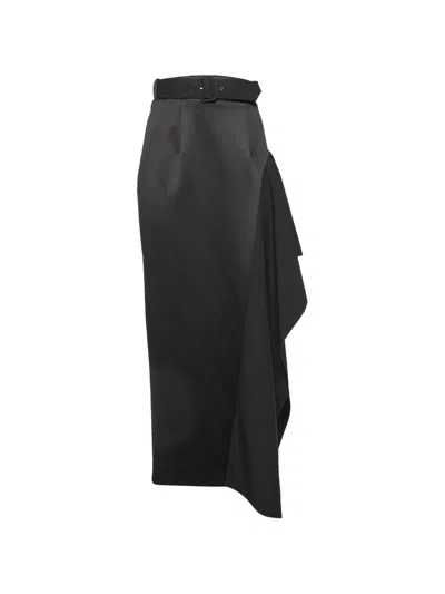 Pre-owned Solace London Kaya Draped Maxi Skirt In Black