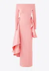 Solace London Kiana Off-shoulder Draped Gown In Pink