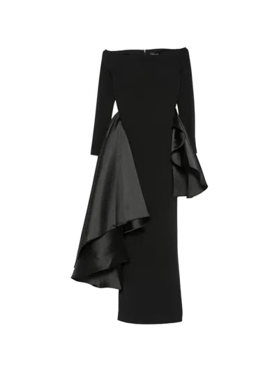 Solace London Kiana Off-shoulder Draped-detail Maxi Dress In Black