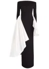 Solace London Kiani Draped Stretch-crepe Gown In Black