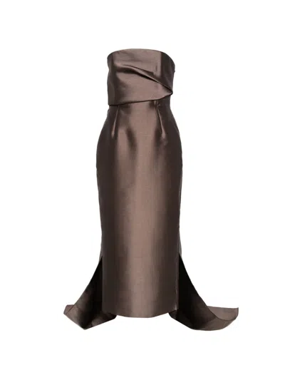 Solace London Kiki Midi Dress In Brown