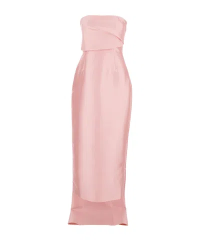 Solace London Kiki Off-shoulder Midi Dress In Pink
