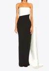 Solace London Kinsley Two-tone Strapless Gown In Black