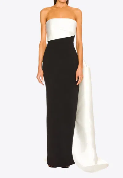 Solace London Kinsley Two-tone Strapless Gown In Black