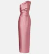 Solace London Kira Draped One-shoulder Satin Gown In Pink