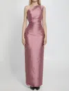 Solace London Kira Draped One-shoulder Satin Gown In Pink