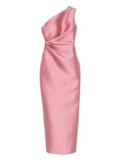 Solace London Kira One-shoulder Maxi Dress In Pink
