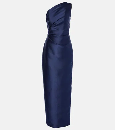 SOLACE LONDON KIRA ONE-SHOULDER TWILL MAXI DRESS