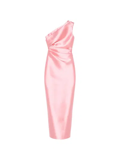 Solace London Kira One-shoulder Maxi Dress In Pink