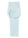 Solace London Kori Bow-detail Maxi Dress In Blue