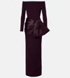 Solace London Kori Bow-detail Off-shoulder Gown In Black