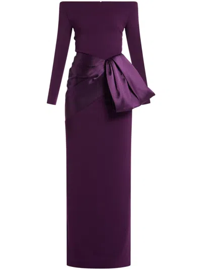 Solace London Kori Off-shoulder Gown In Purple