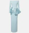 Solace London Kori Satin-trimmed Gown In Blue