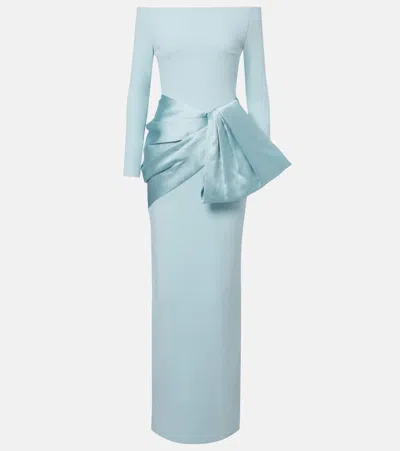 Solace London Kori Satin-trimmed Gown In Blue