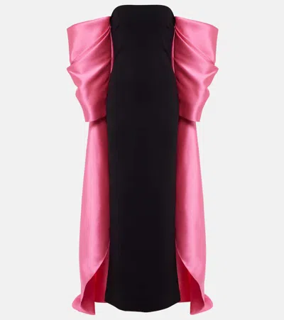 Solace London Kyla Caped Twill And Crêpe Gown In Black