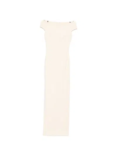 Solace London Kyra Off-the-shoulder Maxi Dress In Neutral