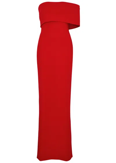 Solace London Lana Strapless Gown In Red