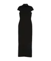 Solace London Maxi Dress High Neck Cap Sleeves Fitted In Black