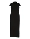 Solace London Lang High-neck Short-sleeve Maxi Dress In Black